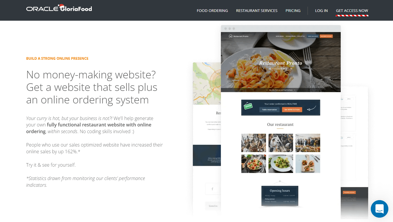 Website of Gloria Food