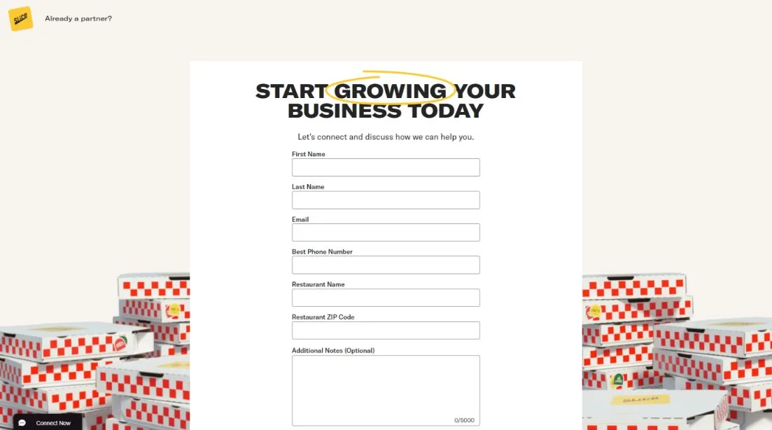 a form shown on the picture with a title of growing business