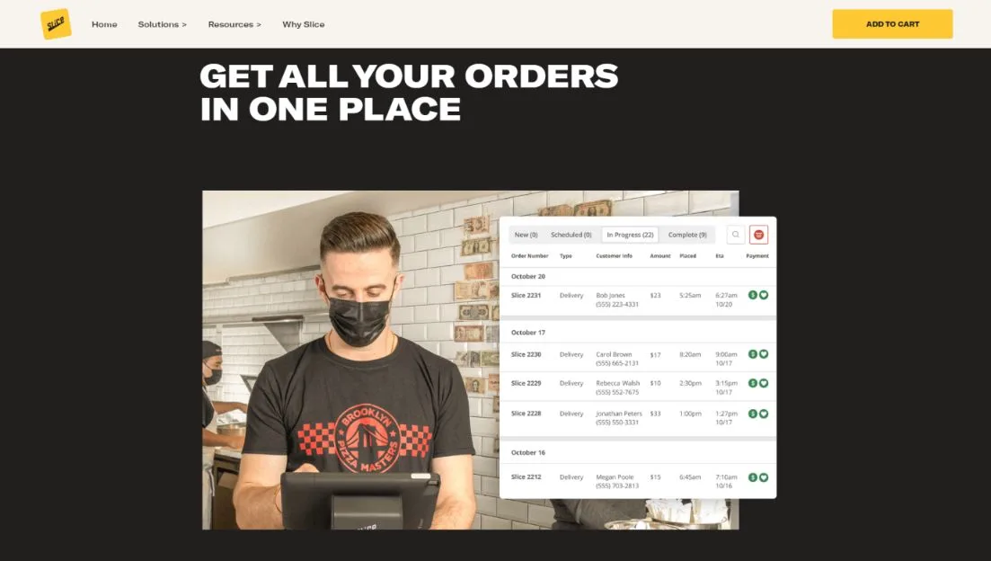 Placing an order into one place